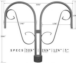 Medium Double Decorative J Arm Post Mount