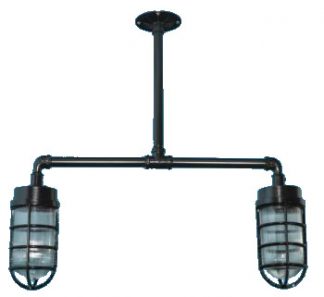 2 Light Industrial Jelly Jar Stem Pendant