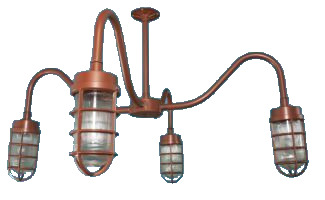 4 Light Gooseneck Jelly Jar Pendant