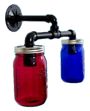 2 Mason Jars on Aluminum Wall Bracket