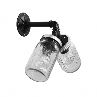 2 Masons Jars on" V" Style Wall Bracket