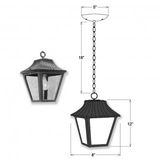 12" X 8" Cast Aluminum Lantern Pendant