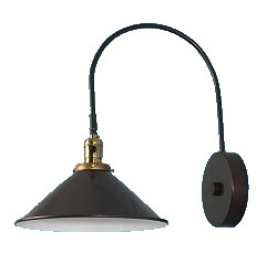Tin Cone Shade on U-Shaped Gooseneck Wall Bracket