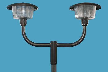 2 Polycarbonate Shade on Bullhorn Post Light