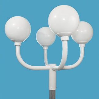 4 Acrylic Globes on Bullhorn Post Light