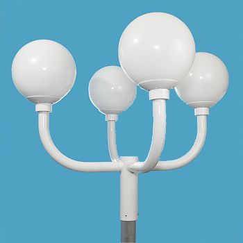 4 Acrylic Globes on Bullhorn Post Light