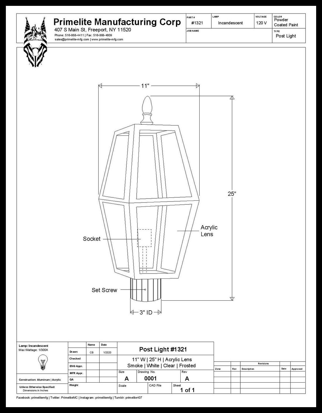 8 Panel 25" x 11" Cast Lantern Post Light - Image 2