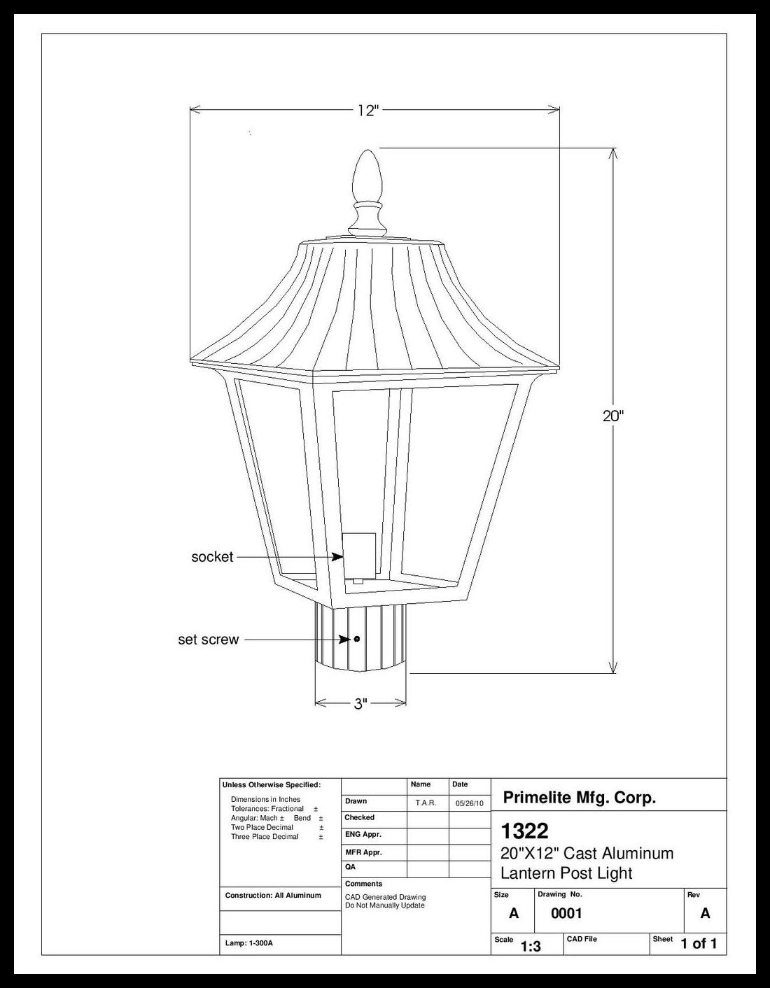 4 Panel Cast Lantern Post Light - Image 2