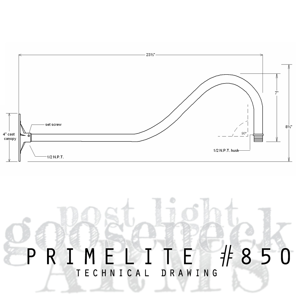techcnical drawing gooseneck arm #850