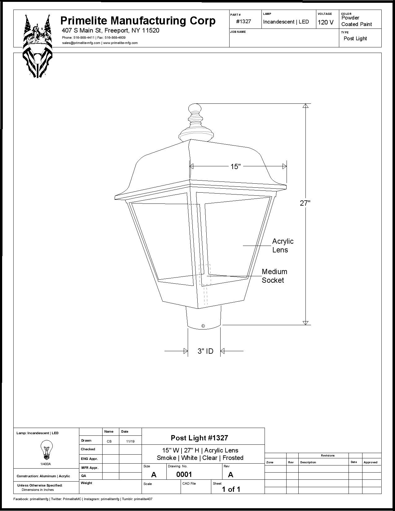 Large 27" x 15" Sturdy LED Post Light - Dark Sky Friendly - Image 3