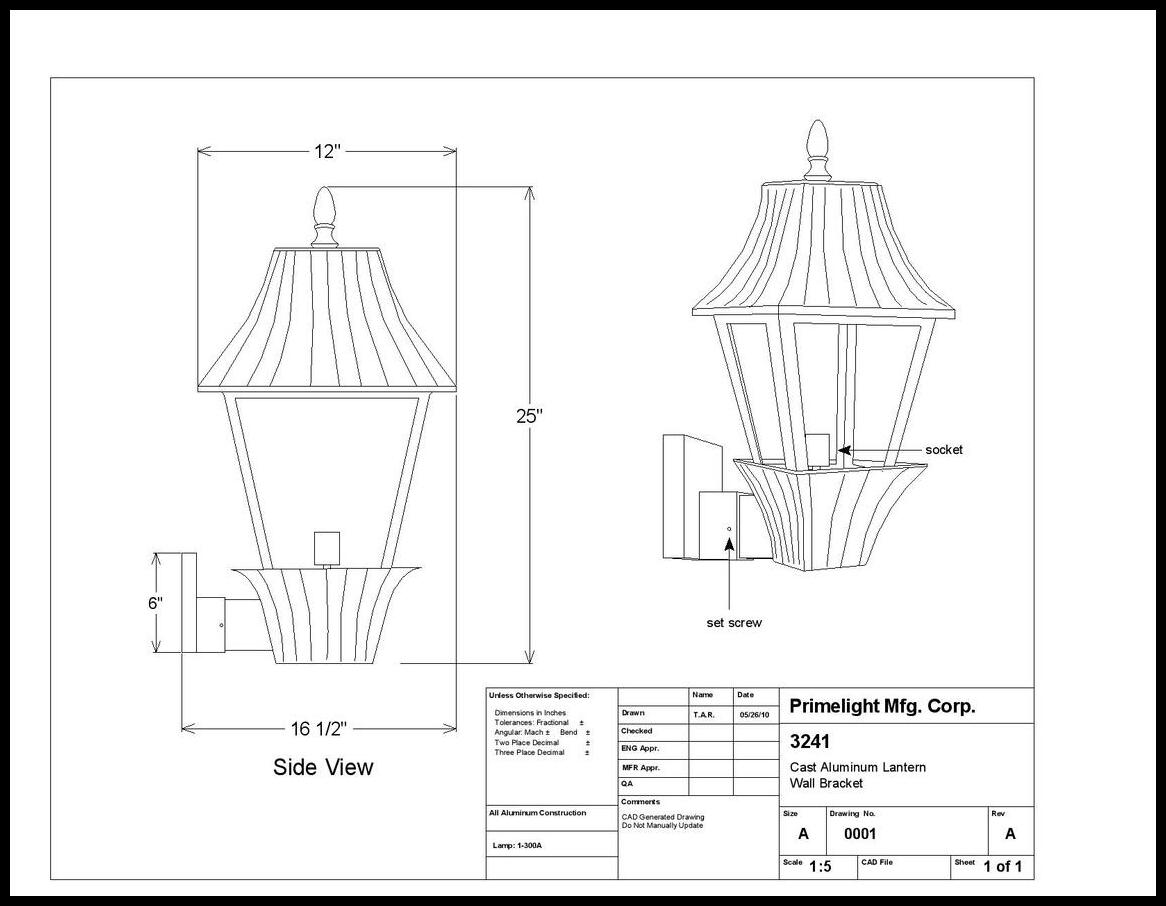 Tall Cast Aluminum Lantern Wall Bracket - Image 2