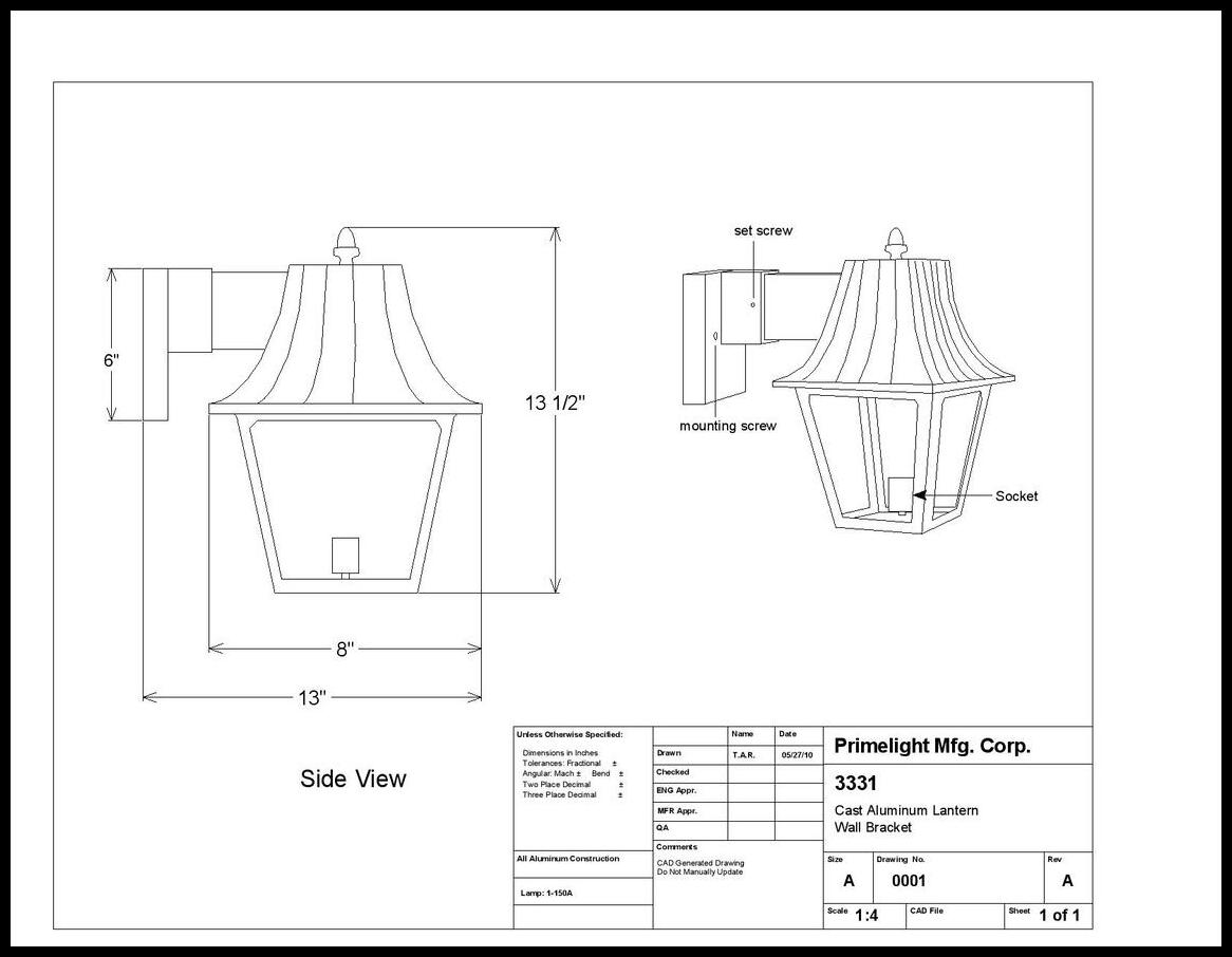 High Hat Cast Aluminum Lantern Wall Bracket - Image 2