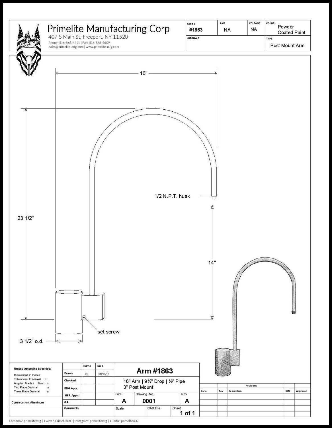 Small J Arm Post Mount - Image 2