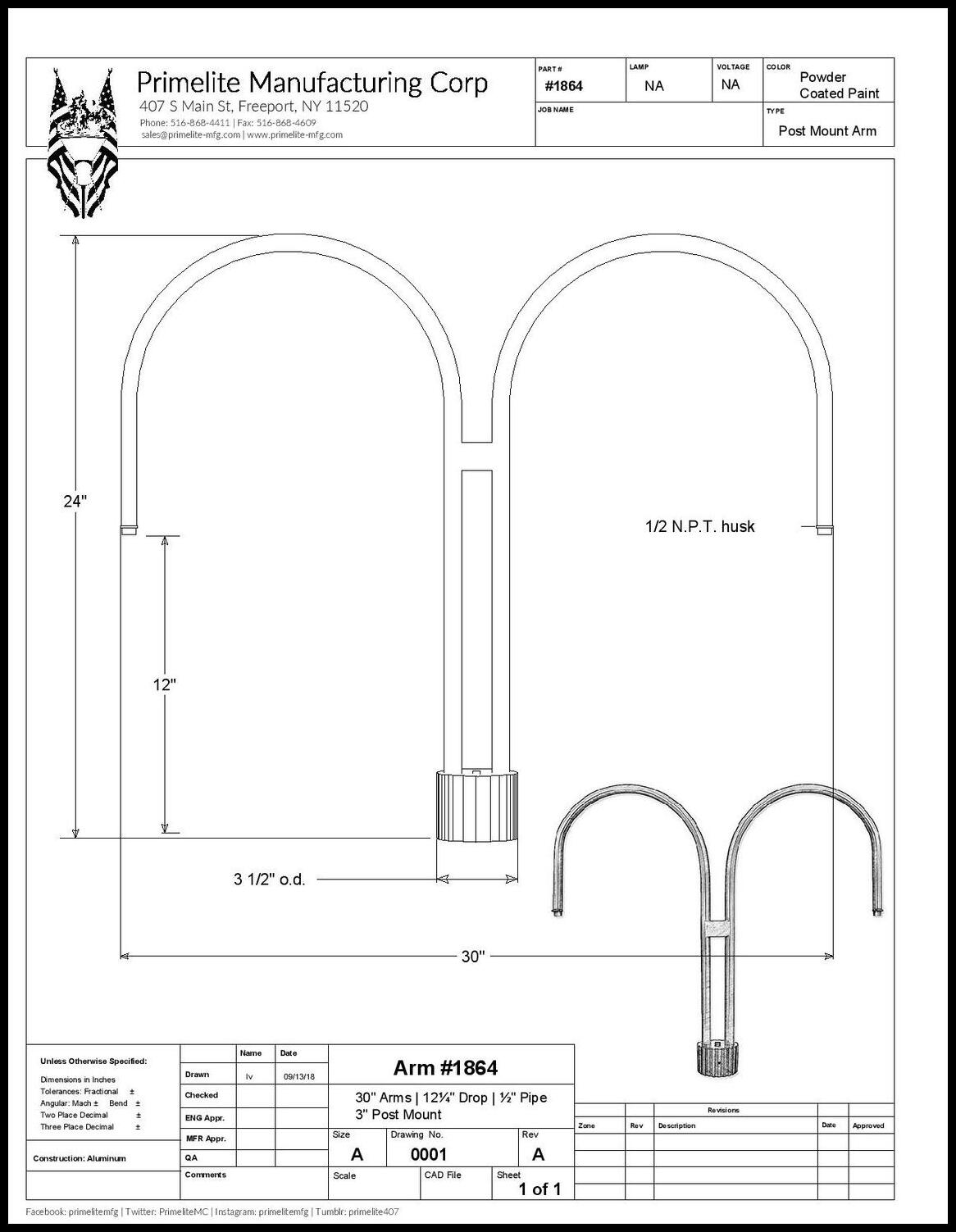 Medium Double Aluminum J Arm Post Mount - Image 2