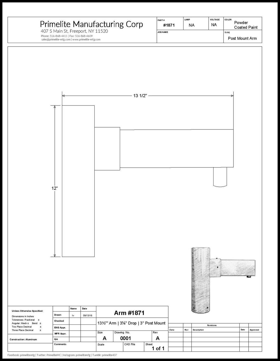 Straight Arm Post Mount - Image 2