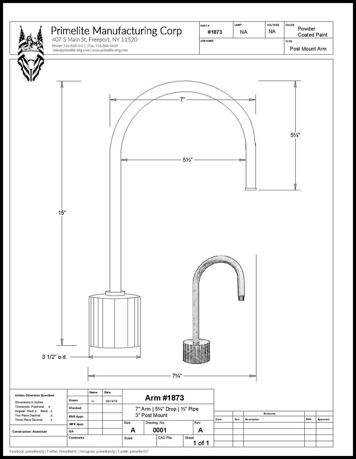 Small Hook Shape Arm Post Mount - Image 2