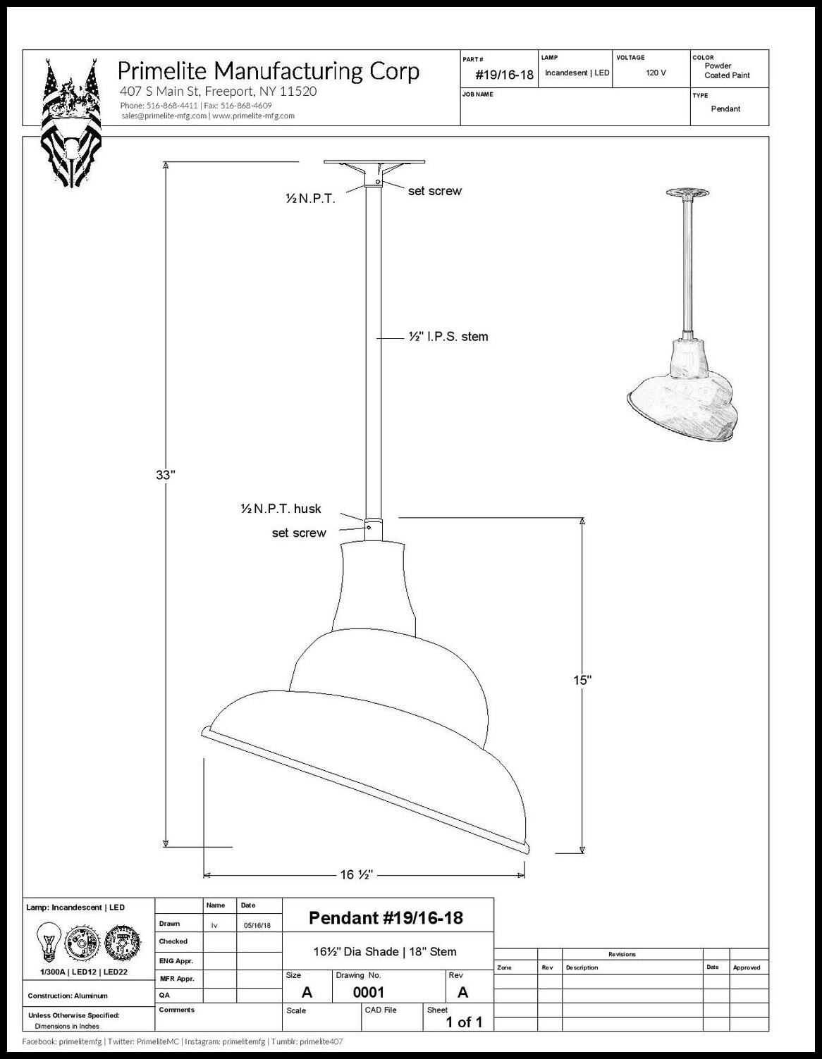 Emblem Pendant on Ceiling Mount Stem - Image 3