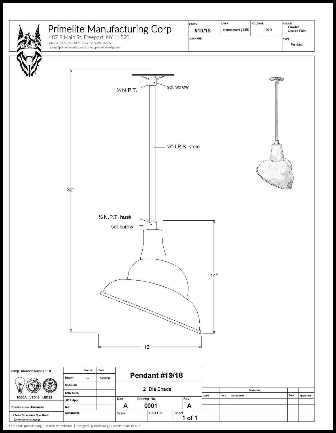 Emblem Pendant on Ceiling Mount Stem - Image 2