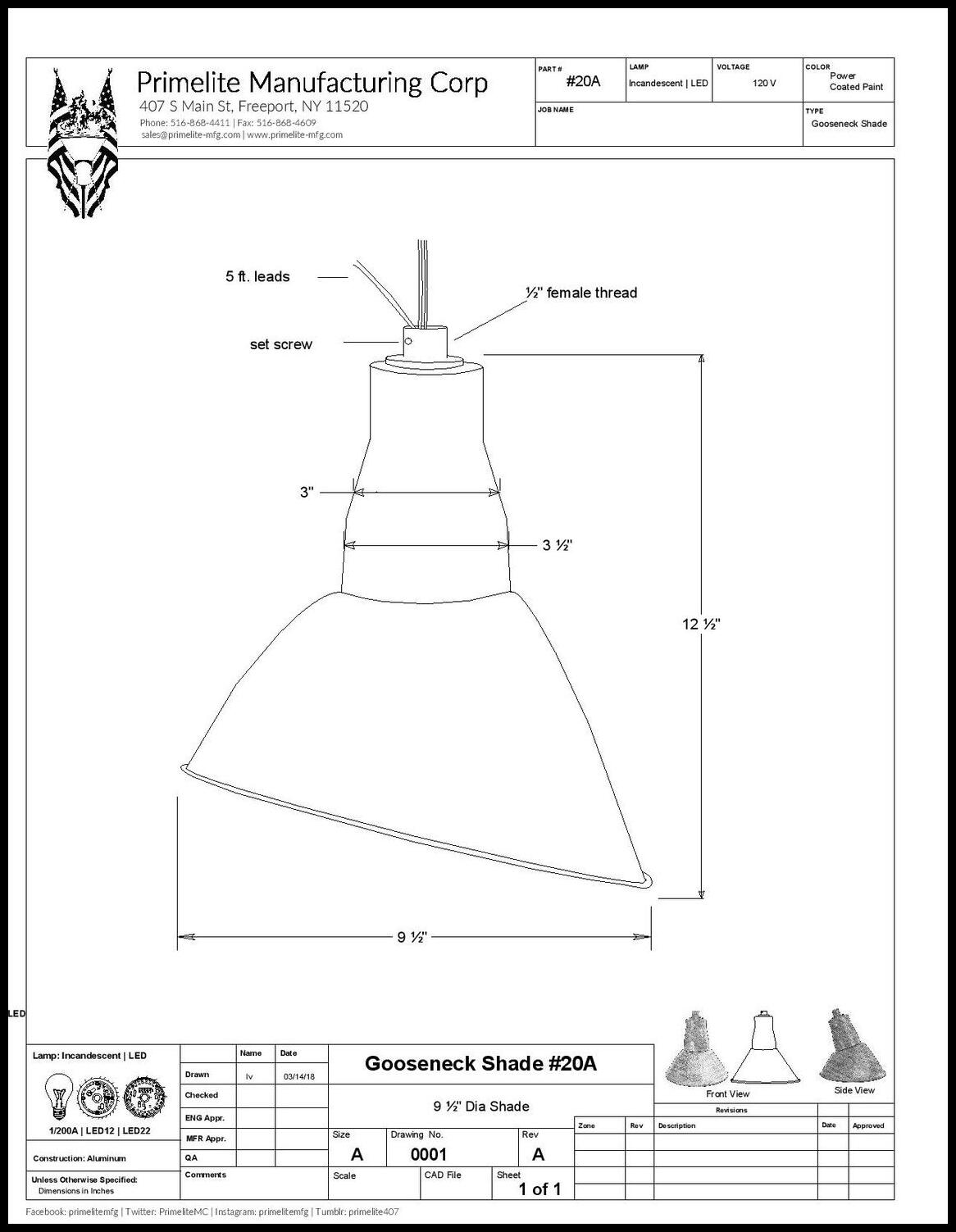 Nine-Inch Angle Sign Shade Head - Image 2