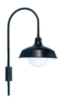 RLM Barn Shade Head with Globe on J Arm Wall Bracket