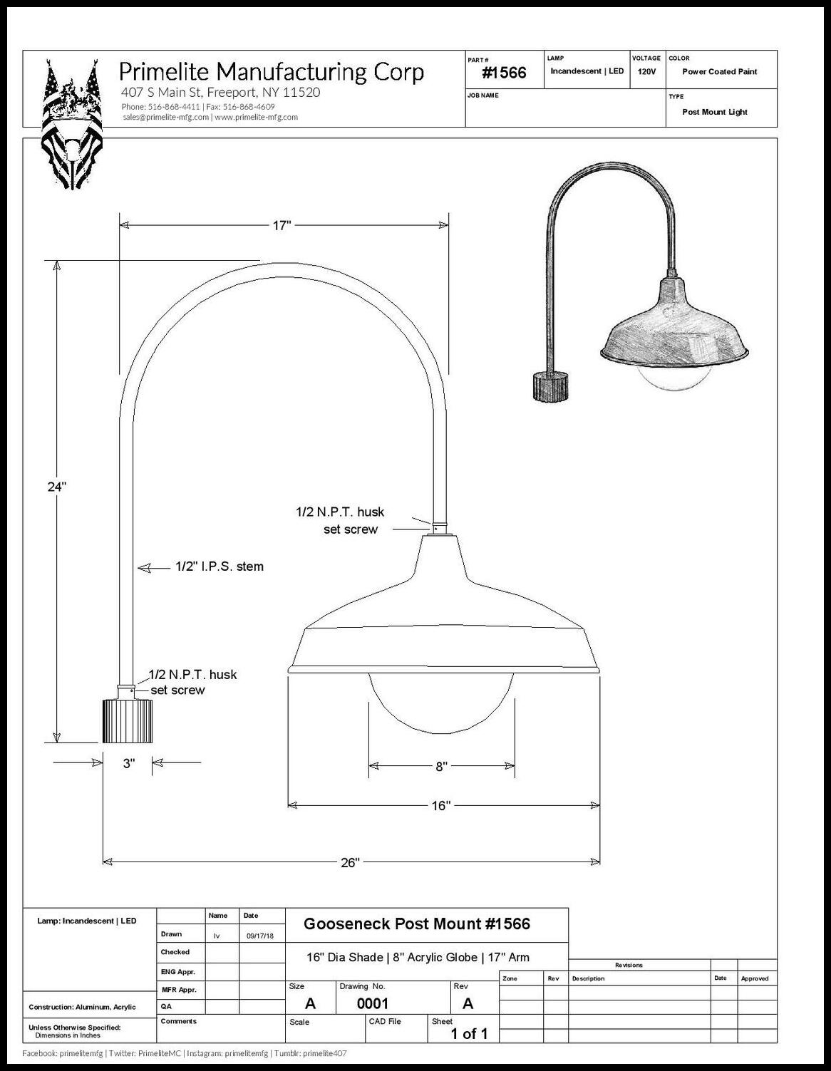 Gooseneck RLM Barn Shade with Globe Post Light - Image 2