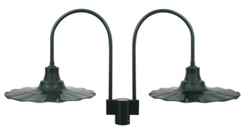 16" Radial Wave Shade on Double "J" Post Mount