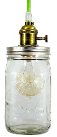 Mason Jar Pendant w/ Turn Switch & Fabric Wire