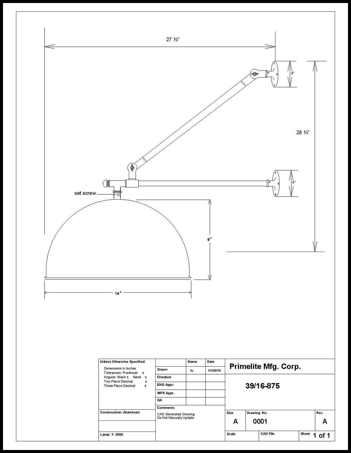 Dome Shade on Double Mount Wall Bracket - Image 2