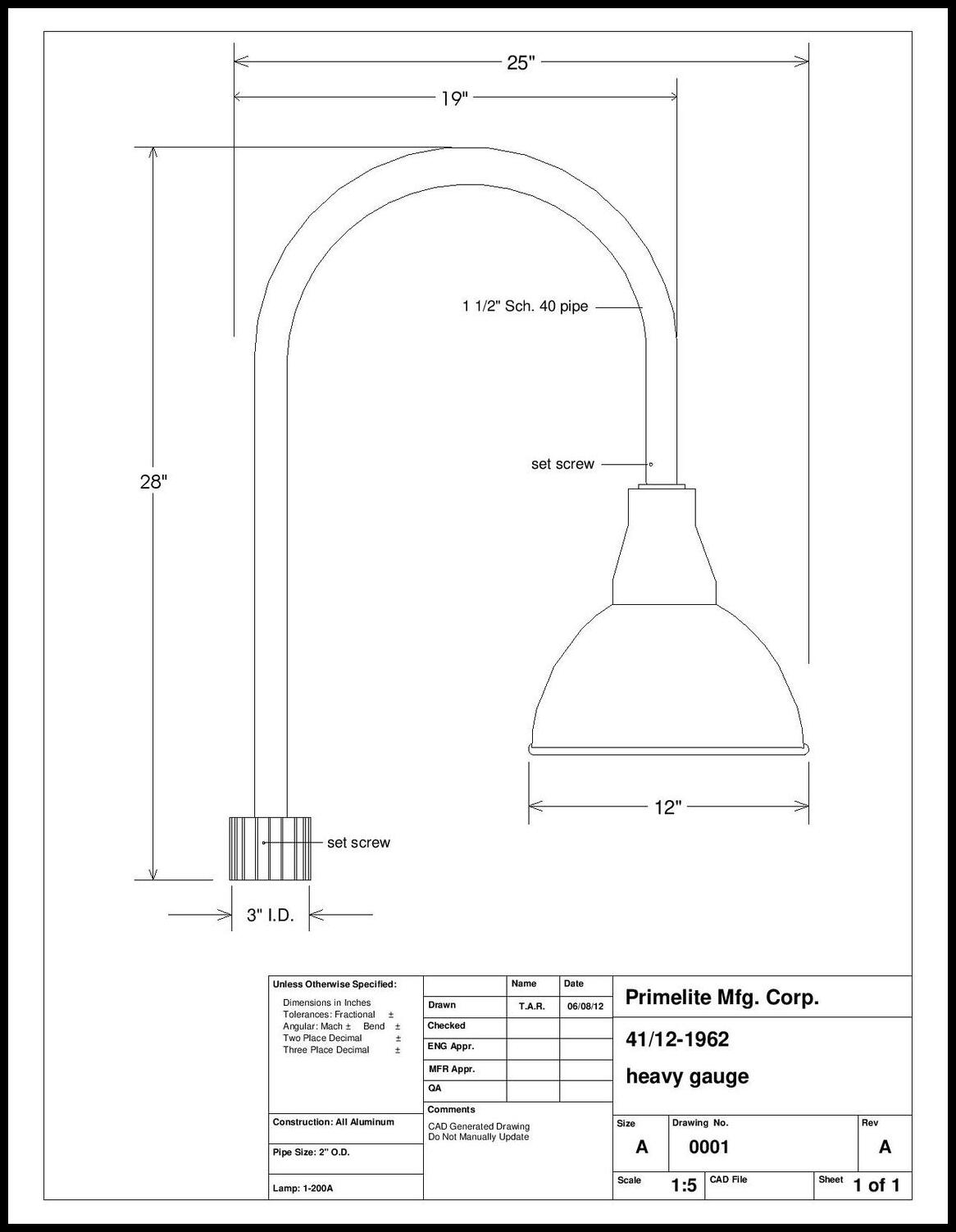 Deep Bowl Shade on Top Mount Heavy Gauge J Arm - Image 2