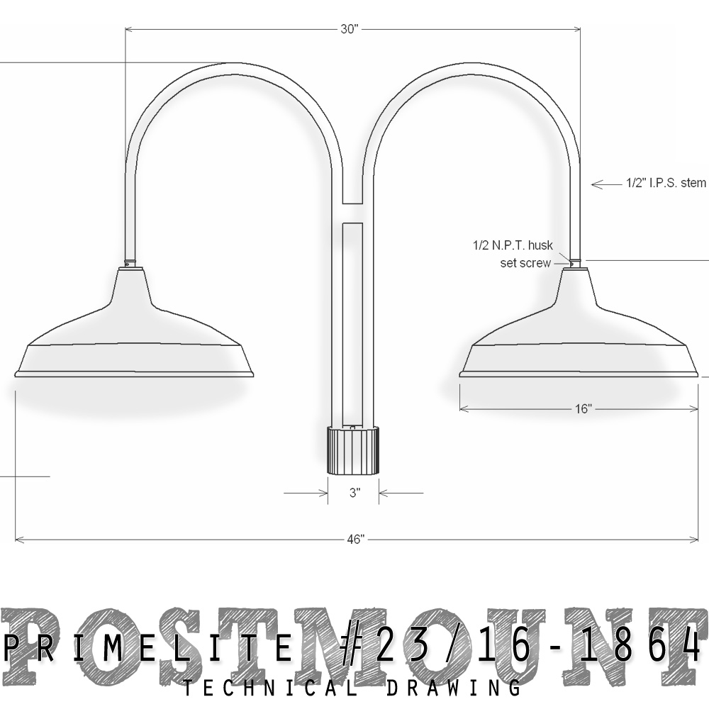 technical drawing post mount #23/16-1864