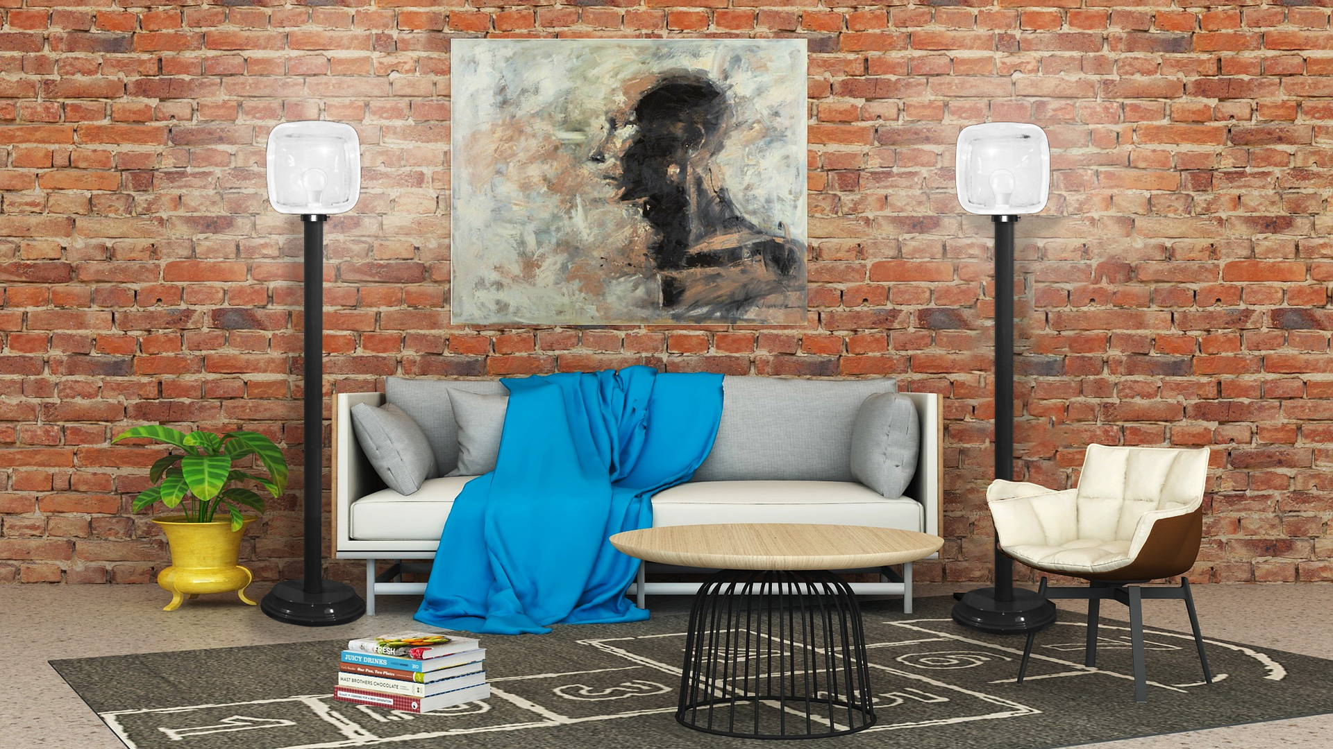 Floor Lamp w/ cube globe #231/150-4