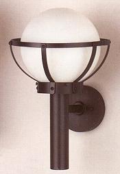 Globe with Cage on Aluminum Wall Bracket