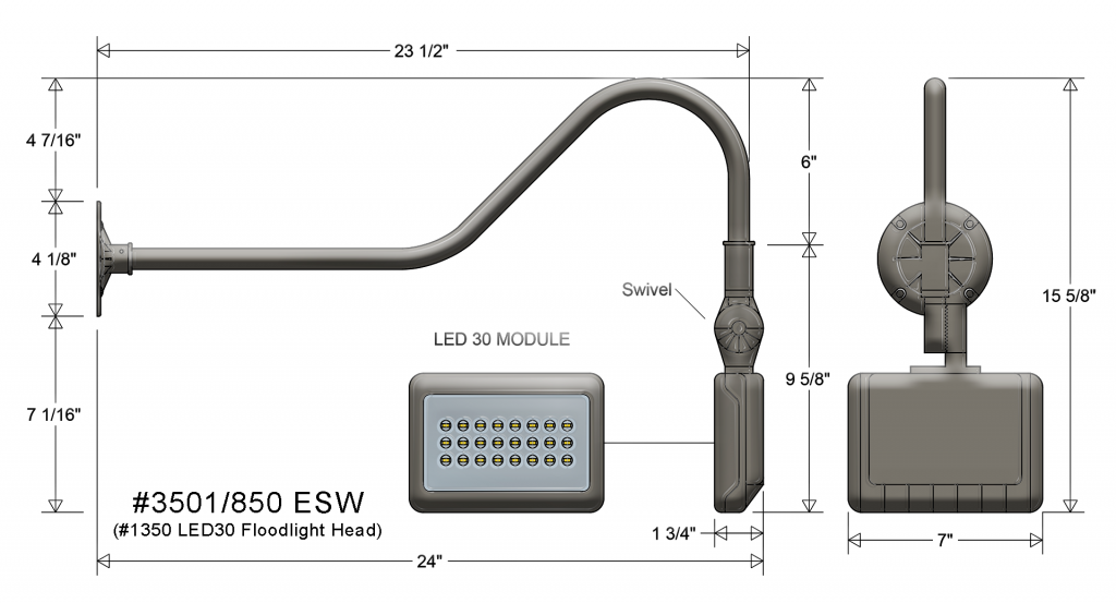 Gooseneck #3501/850 LED30 floodlight