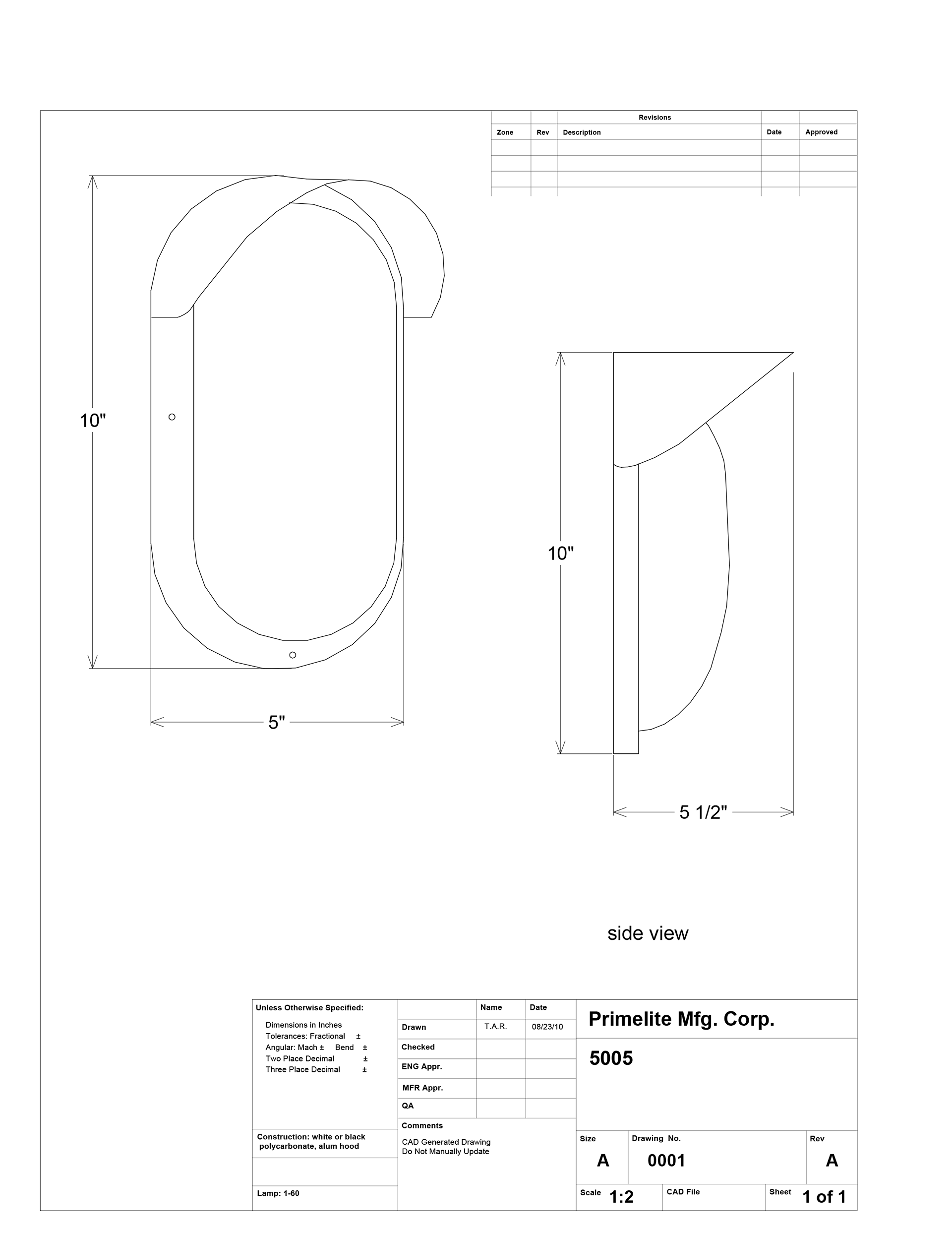 tech drawing Euro Style Series sconce #5005
