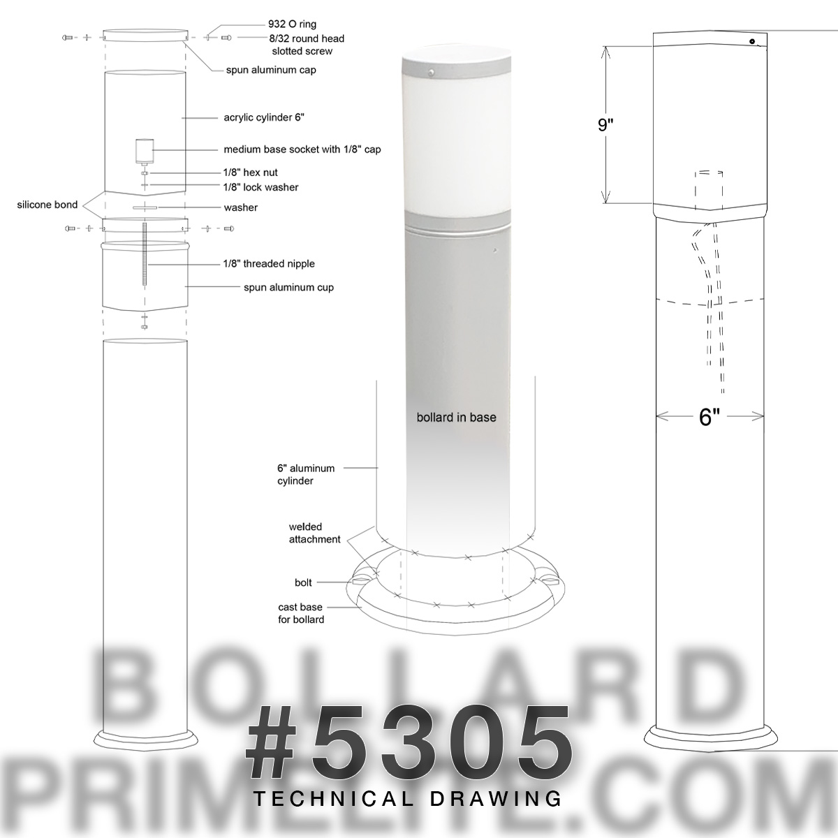 Technical Drawing Bollard #5305