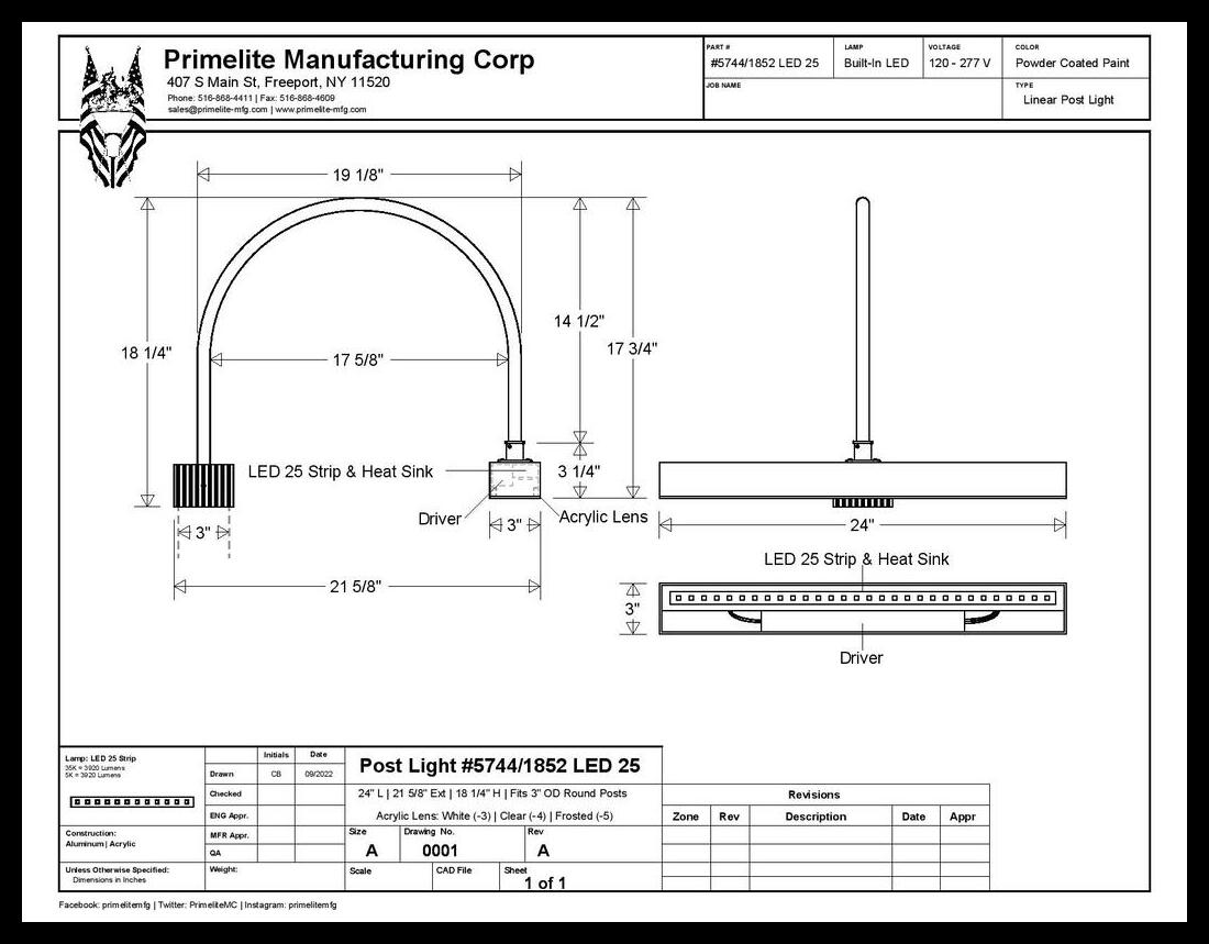 2' LED Linear Sign Light on Loop Arm Post Mount - Image 2