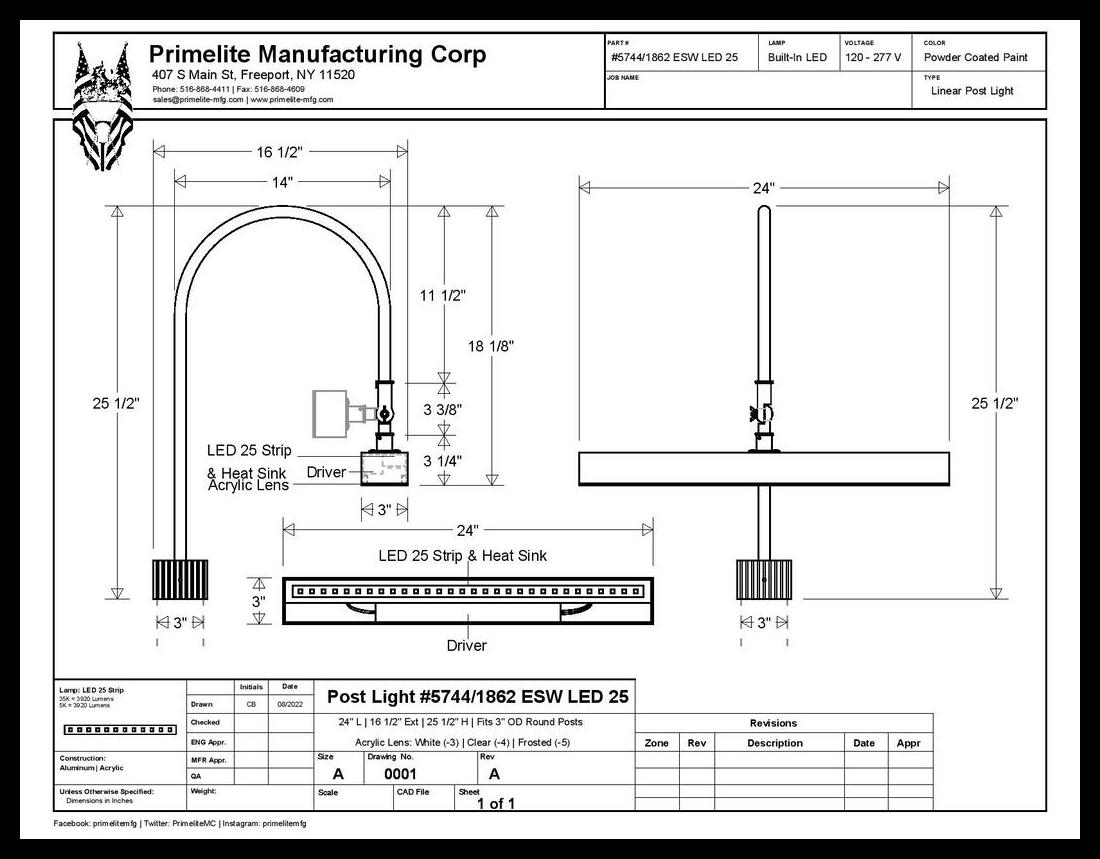 2' LED Linear Sign Light Post Mount with Swivel - Image 2