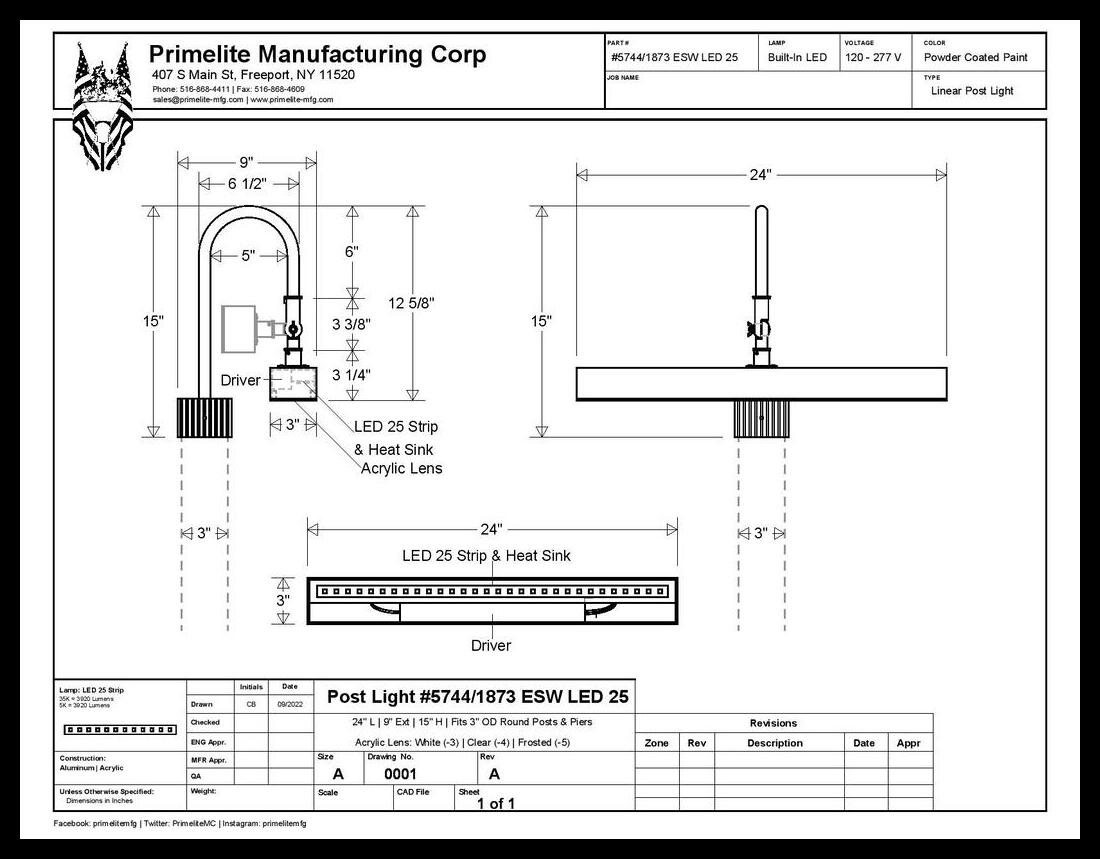 2' LED Linear Sign Light on "J" Post Mount with Swivel - Image 2