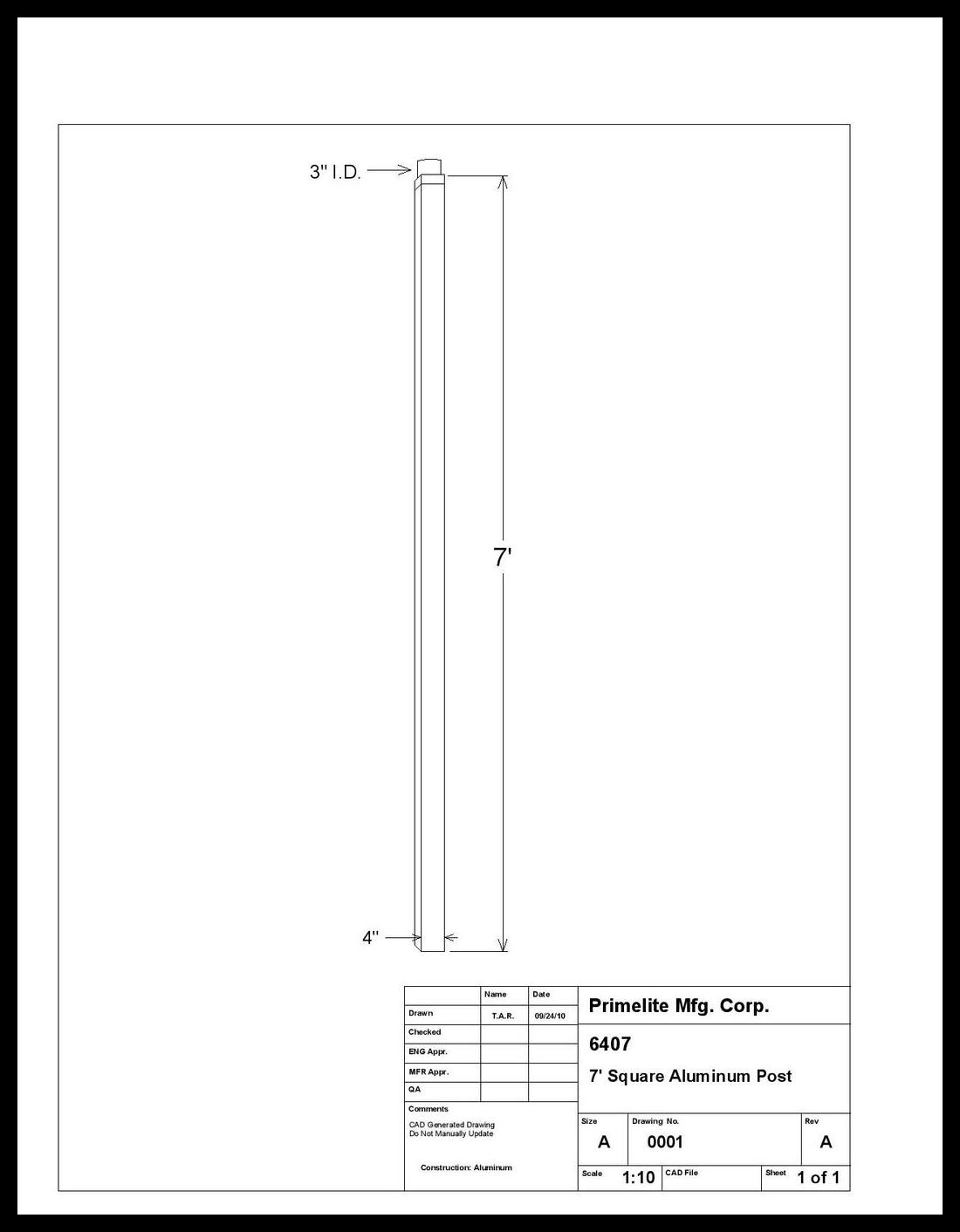 4" Aluminum Square Post - Image 3
