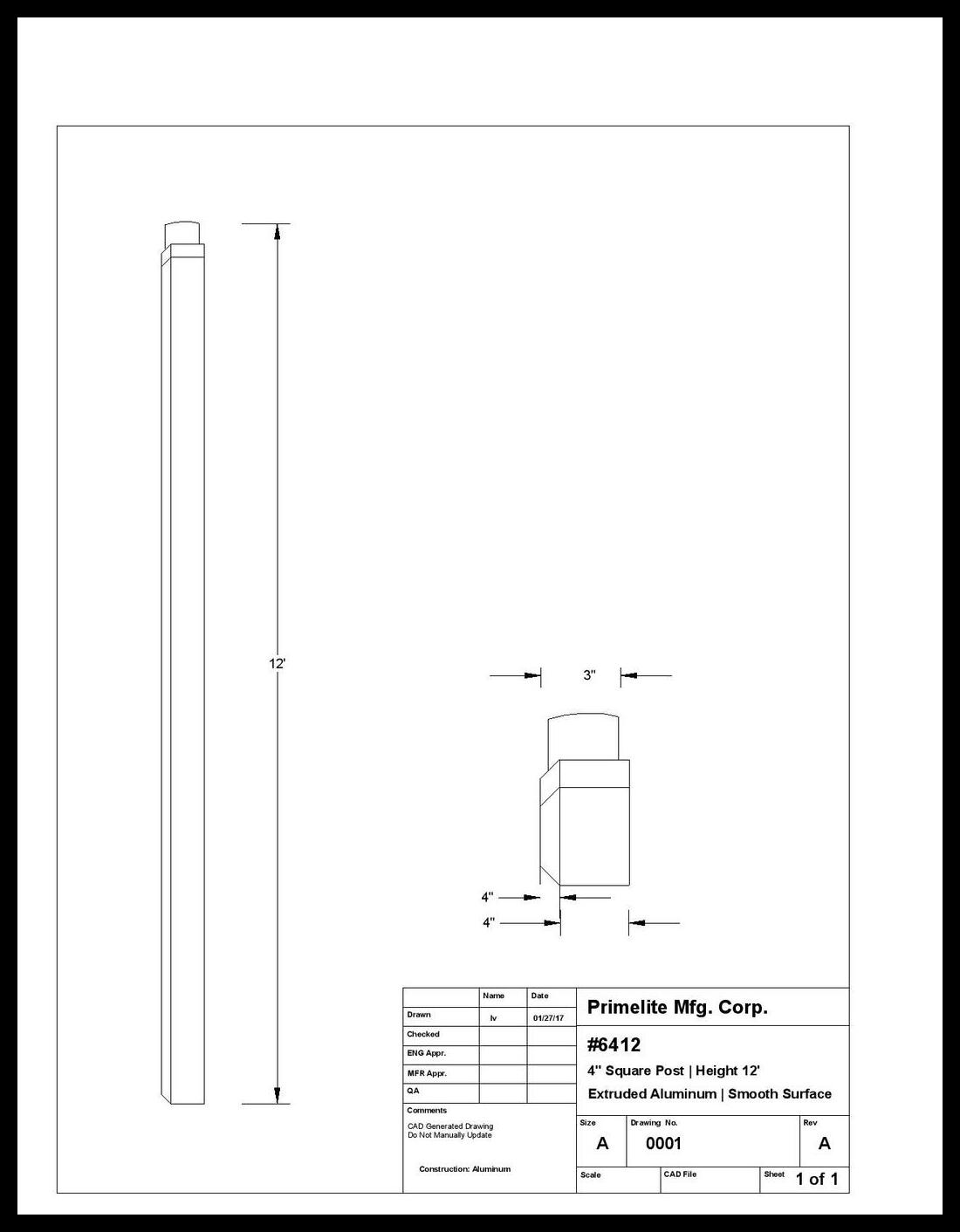 4" Aluminum Square Post - Image 6