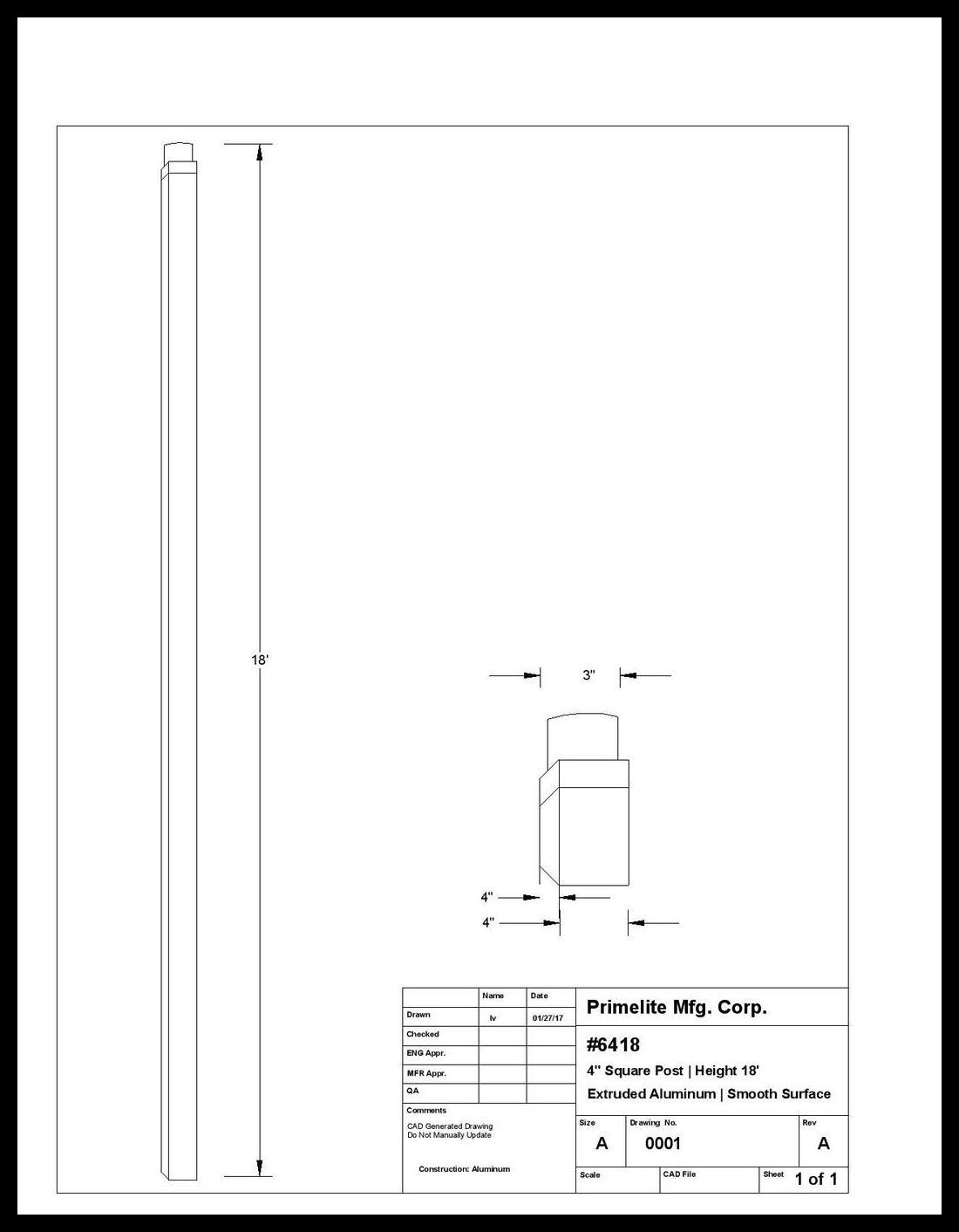4" Aluminum Square Post - Image 9