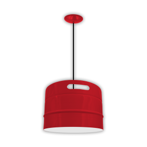 Red 1/2 Keg Lite pendant light fixture #78/16-12 shown with black cord