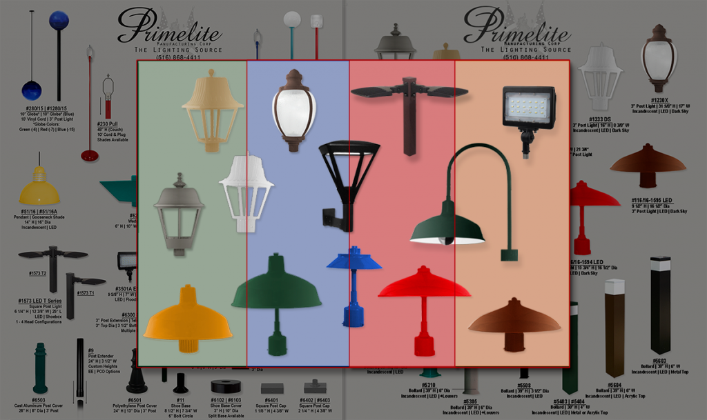 A selection from catalog pages W01 & W02 offering a showcase of our cutting-edge innovations in exterior post and Dark Sky lighting