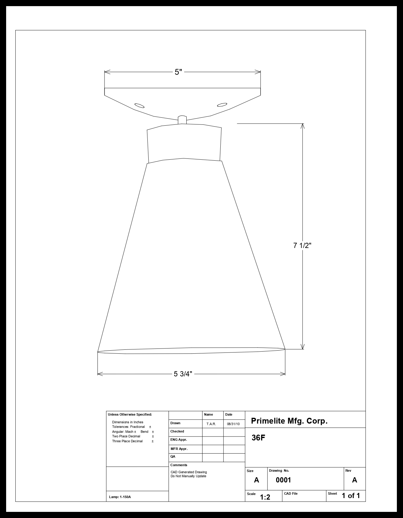 Tapered Bullet Shade flush Ceiling Mount - Image 2