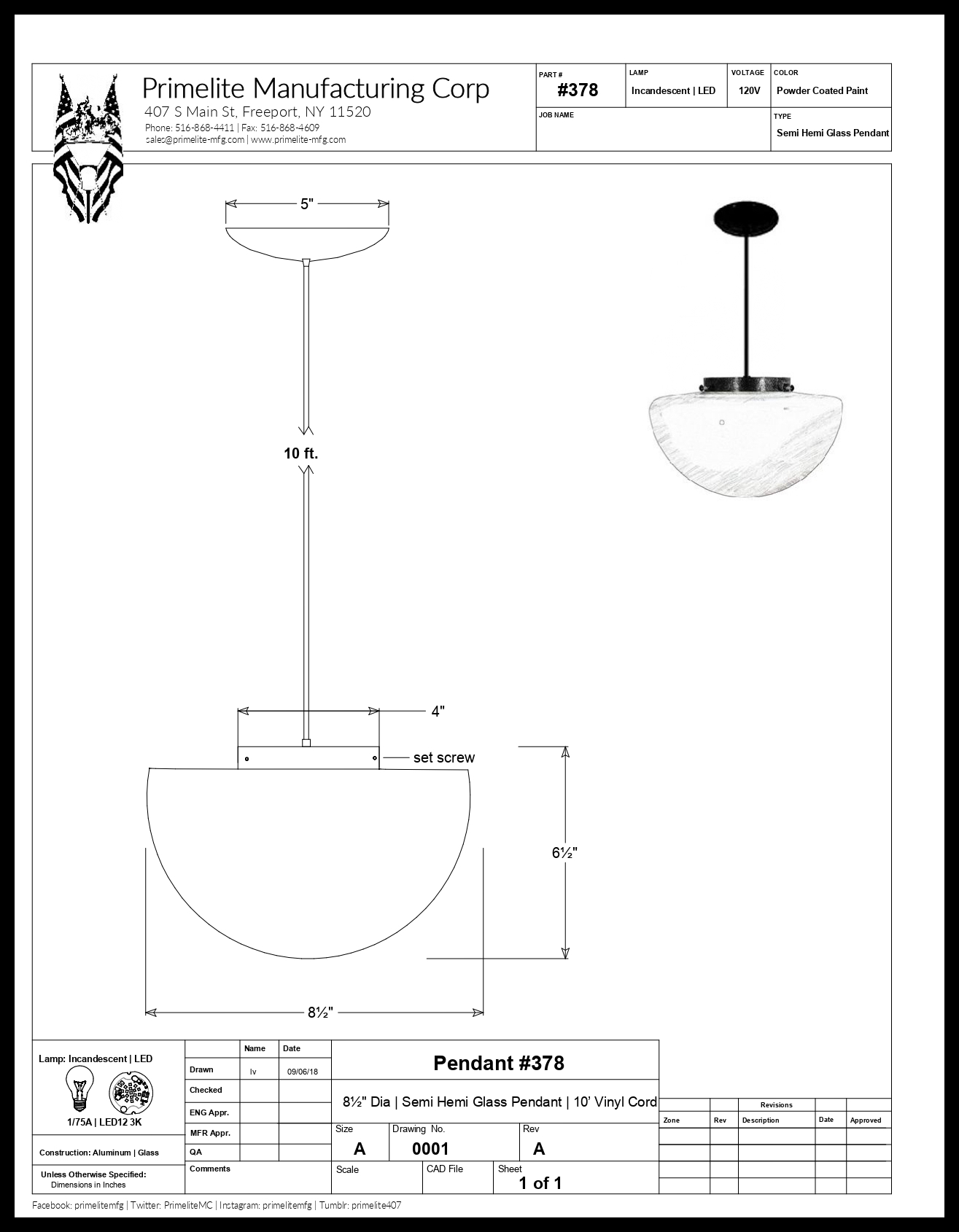 Semi Hemisphere Glass Pendant - Image 2