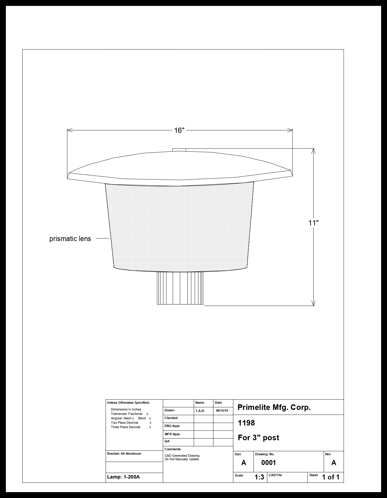Polycarbonate Shade Post Light Dark Sky Friendly - Image 2