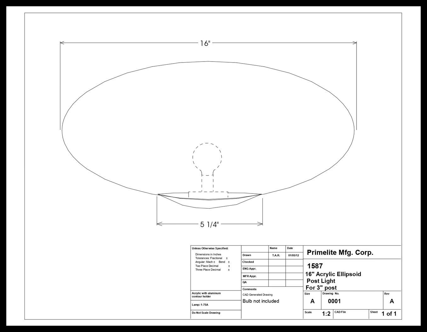 Acrylic Ellipsoid Post Light - Image 2