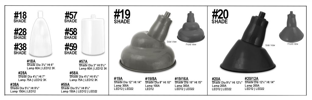 <em><span style="font-size: 12px;">Examples of Primelite "Spun" gooseneck and pendant shades</span></em>