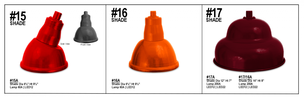 <em><span style="font-size: 12px;">Examples of Primelite "Spun" gooseneck and pendant shades</span></em>
